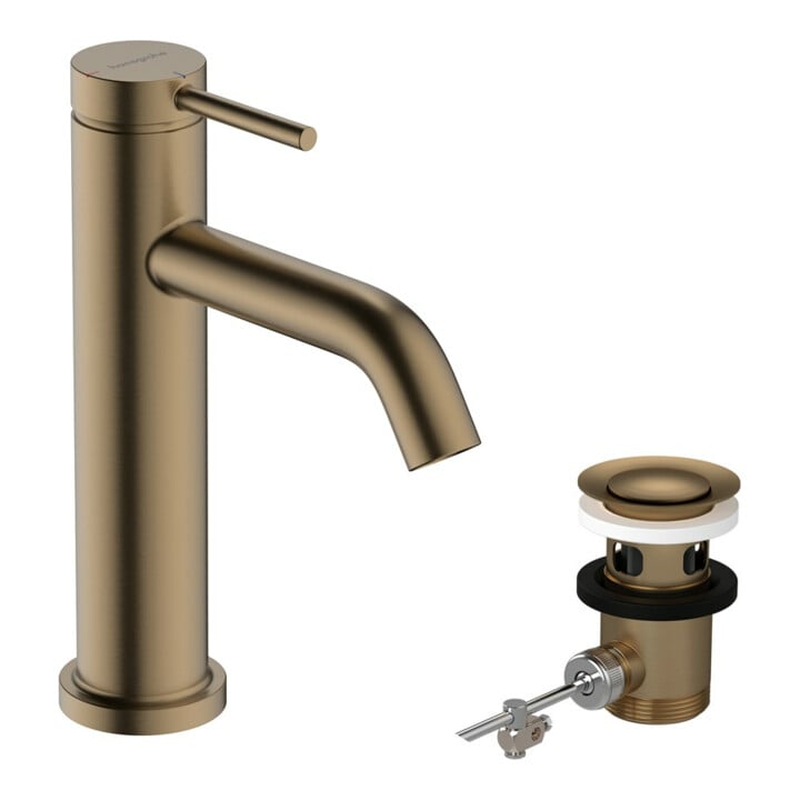 hansgrohe Mitigeur lavabo monocommande Tecturis S A 116 mm, avec vidage à tirette, bronze brossé