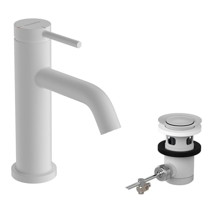 hansgrohe Mitigeur lavabo monocommande Tecturis S, bec 108 mm, avec vidage, blanc mat