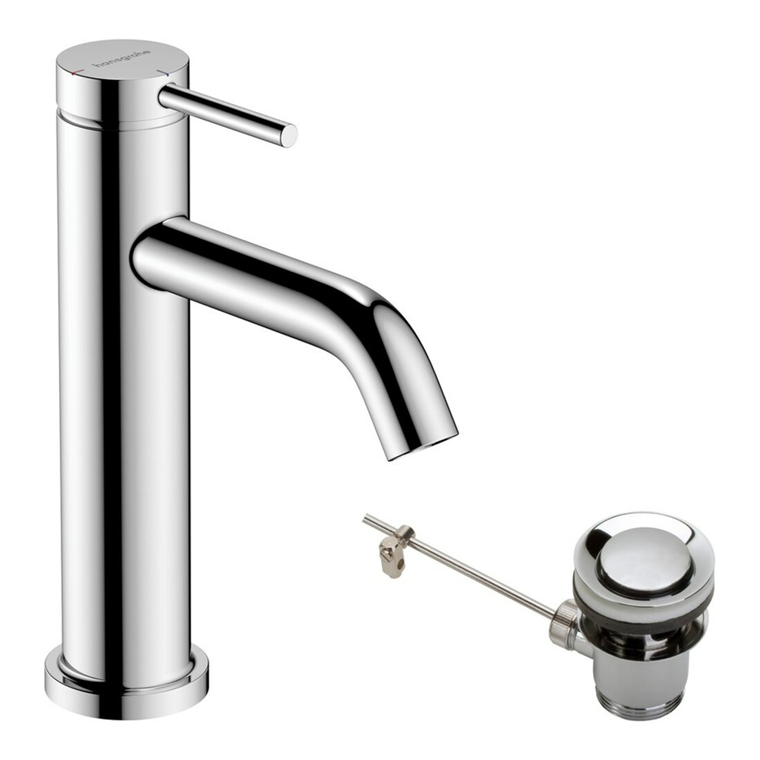 hansgrohe Mitigeur lavabo monocommande Tecturis S, bec 116 mm, avec tirette, chrome