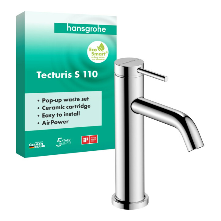 hansgrohe Mitigeur lavabo monocommande Tecturis S, bec 116 mm, avec vidage, chrome