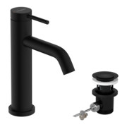 hansgrohe Mitigeur lavabo monocommande Tecturis S, bec 116 mm, tirette, noir mat-3
