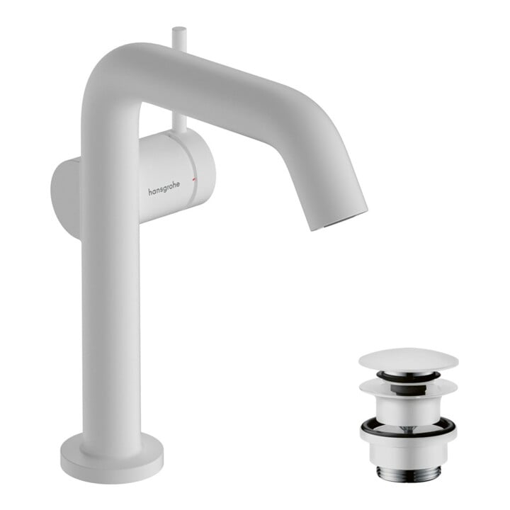 hansgrohe Mitigeur lavabo monocommande Tecturis S, bec 139 mm, avec vidage push-open, blanc mat