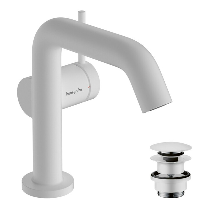 hansgrohe Mitigeur lavabo monocommande Tecturis S Sortie 130 mm, avec vidage push-open, blanc mat