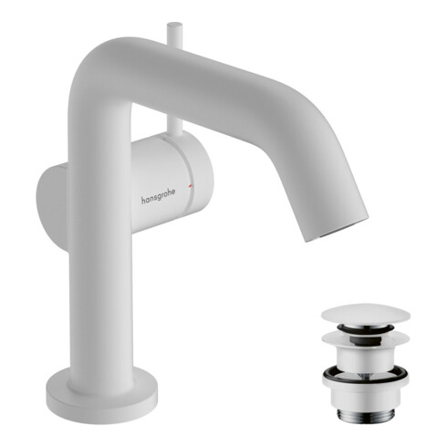 hansgrohe Mitigeur lavabo monocommande Tecturis S Sortie 130 mm, avec vidage push-open, blanc mat