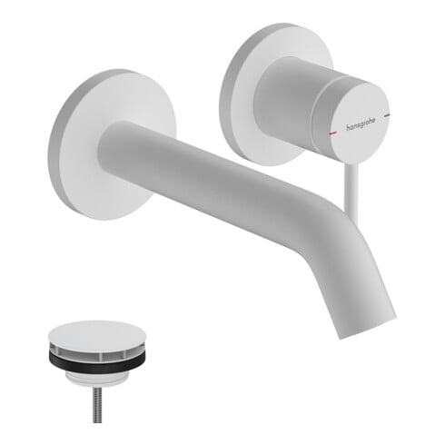 hansgrohe Mitigeur lavabo monocommande Tecturis S UP, p. montage mural, bec 165 mm, blanc mat