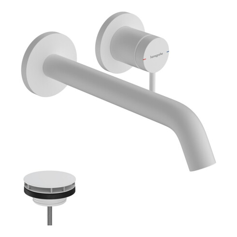 hansgrohe Mitigeur lavabo monocommande Tecturis S UP, p. montage mural, bec 225 mm, blanc mat