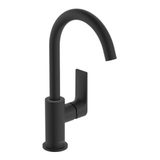 hansgrohe Mitigeur lavabo Rebris E 210 mm bec pivotant, tirette, noir mat