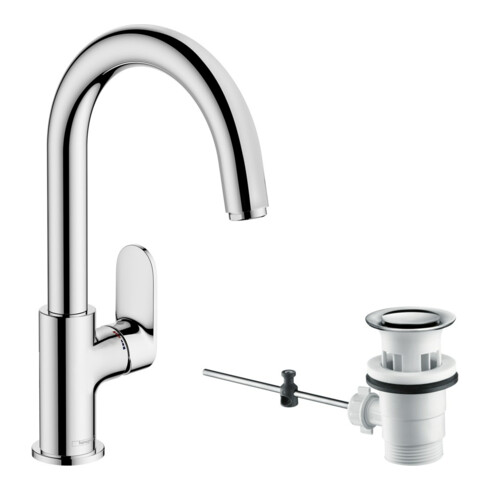 hansgrohe Mitigeur lavabo Vernis Blend m avec bec pivotant, tirette, chrome