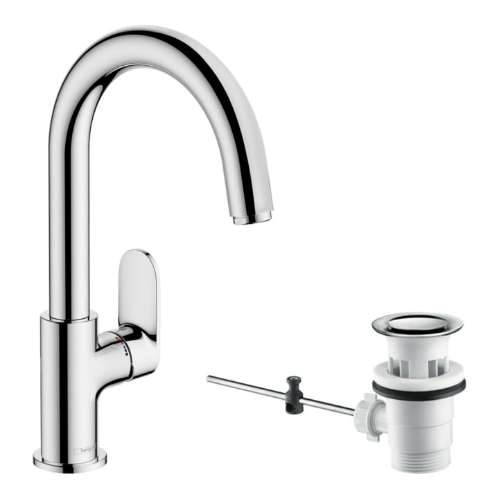 hansgrohe Mitigeur lavabo Vernis Blend m avec bec pivotant, tirette, chrome