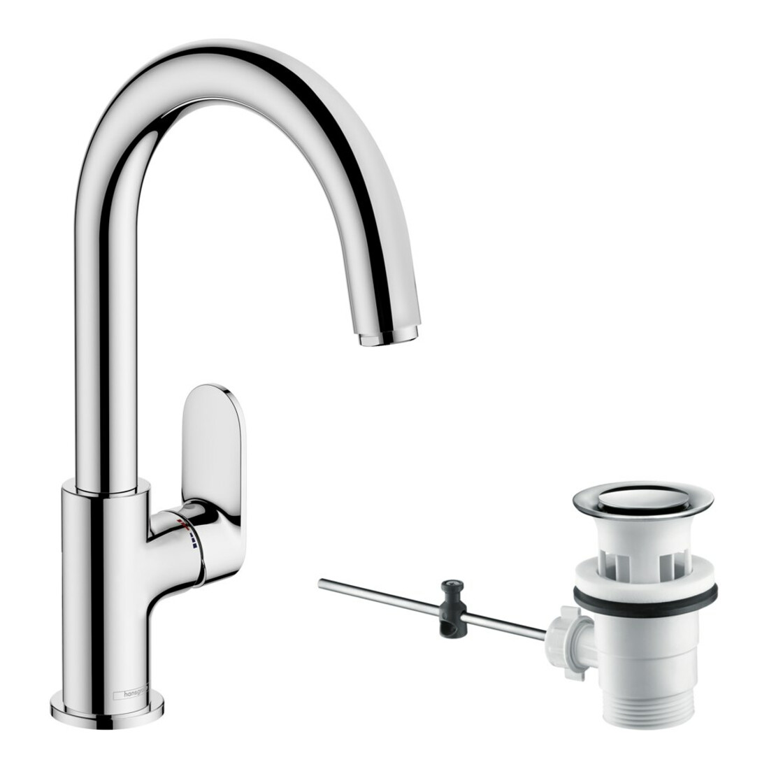 hansgrohe Mitigeur lavabo Vernis Blend m avec bec pivotant, tirette, chrome