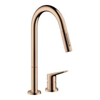 hansgrohe Mitigeur monocommande 2 trous 220 Axor Citterio M avec douchette extractible, or rouge poli