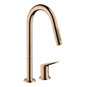 hansgrohe Mitigeur monocommande 2 trous 220 Axor Citterio M avec douchette extractible, or rouge poli