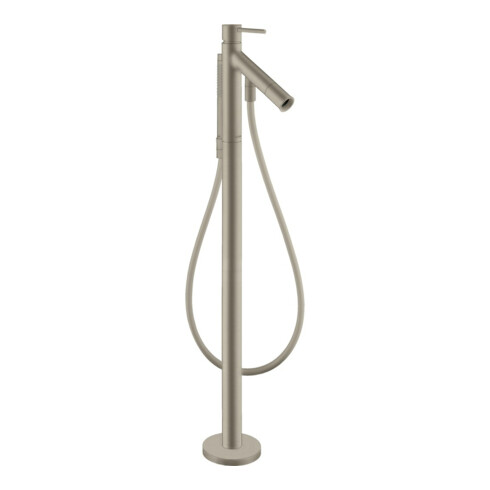 hansgrohe Mitigeur monocommande baignoire Axor Starck A 156 mm, sol, avec poignée à broche, nickel brossé