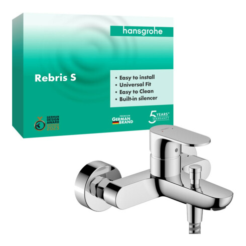 hansgrohe Mitigeur monocommande baignoire Rebris S AP, 2 sorties, bec 173 mm, chrome