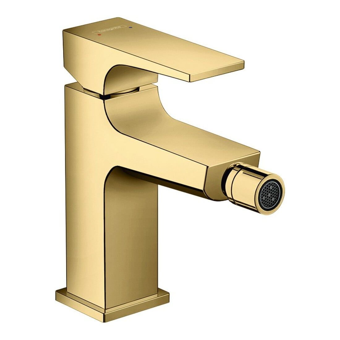hansgrohe Mitigeur monocommande bidet Metropol m, poussoir-opérateur, A 129 mm, or poli optique