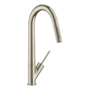 hansgrohe Mitigeur monocommande d'évier 270 Axor Starck avec douchette extractible, nickel brossé