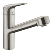 hansgrohe Mitigeur monocommande évier 150 Focus M42 avec bec extractible, 1 jet, aspect acier inoxydable-1