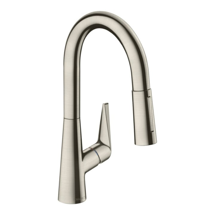 hansgrohe Mitigeur monocommande évier 160 Talis M51 avec douchette extractible, 2 jets, aspect acier inoxydable