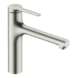 hansgrohe Mitigeur monocommande évier 160 Zesis M33 avec douchette extractible, 2jets, aspect acier inoxydable