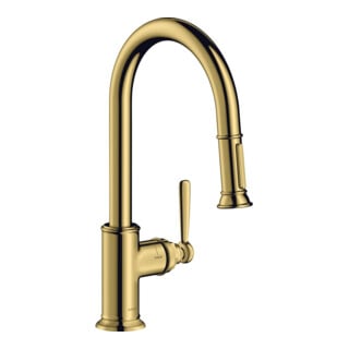hansgrohe Mitigeur monocommande évier 180 Axor Montreux avec douchette extractible, or poli