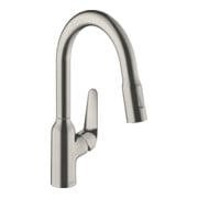 hansgrohe Mitigeur monocommande évier 180 Focus M42 avec douchette extractible, 2 jets, aspect inox