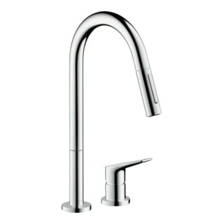 hansgrohe Mitigeur monocommande évier 2 trous 220 Axor Citterio M avec douchette extractible, chrome