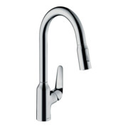 hansgrohe Mitigeur monocommande évier 220 Focus M42 avec douchette extractible, 2 jets, chrome-1