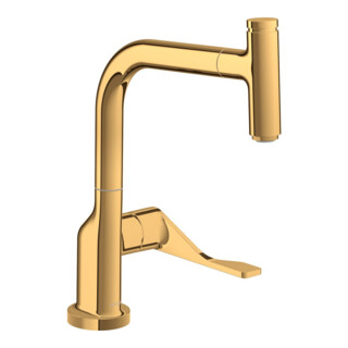 hansgrohe Mitigeur monocommande évier 230 Axor Citterio avec douchette extractible, or poli