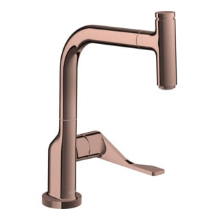 hansgrohe Mitigeur monocommande évier 230 Axor Citterio avec douchette extractible, or rouge poli