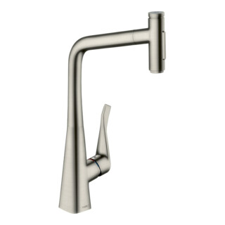 hansgrohe Mitigeur monocommande évier 320 Metris Select M71 avec douchette, 2 jets, sBox, aspect acier inoxydable