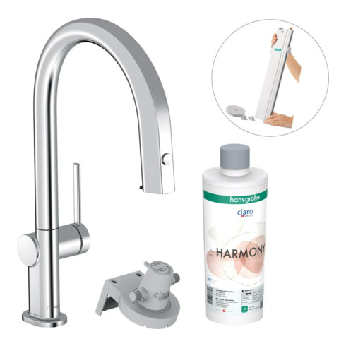 hansgrohe Mitigeur monocommande évier Aqittura M91 avec bec extractible, 1 an, sBox, kit de démarrage, chromé