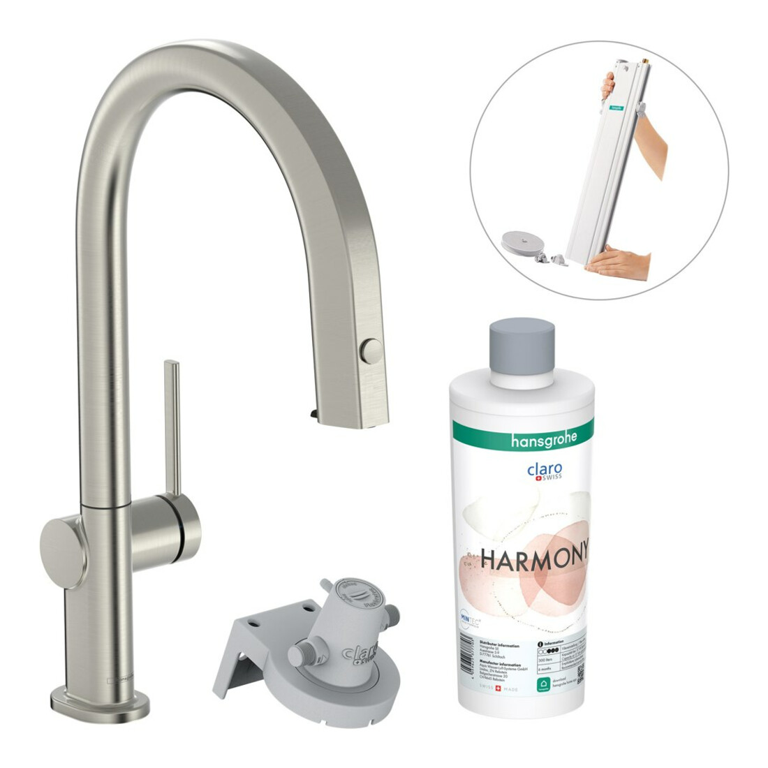 hansgrohe Mitigeur monocommande évier Aqittura M91 m bec, 1 an, sBox, kit de démarrage, ED