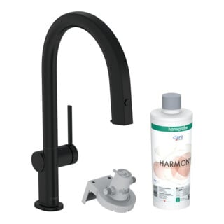 hansgrohe Mitigeur monocommande évier Aqittura M91 m Bec, 1 an, sBox, Set de démarrage, noir mat