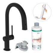 hansgrohe Mitigeur monocommande évier Aqittura M91 m Bec, 1 an, sBox, Set de démarrage, noir mat-3