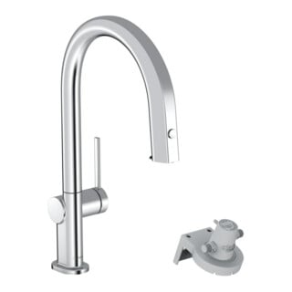 hansgrohe Mitigeur monocommande évier Aqittura M91 m, bec extractible, sans filtre, 1 jet, sBox, chrome
