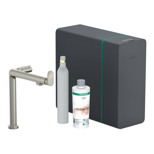 hansgrohe Mitigeur monocommande évier Aqittura M91 SodaSys 240, 1 an, kit de démarrage, ED