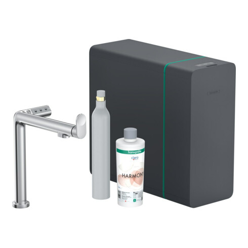 hansgrohe Mitigeur monocommande évier Aqittura M91 SodaSystem 240, 1 jet, kit de démarrage, chrome