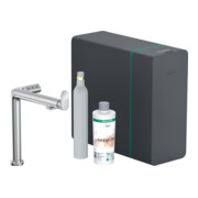 hansgrohe Mitigeur monocommande évier Aqittura M91 SodaSystem 240, 1 jet, kit de démarrage, chrome