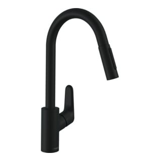 hansgrohe Mitigeur monocommande évier Focus M41 240 avec douchette extractible, 2 jets, noir mat