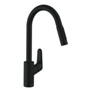 hansgrohe Mitigeur monocommande évier Focus M41 240 avec douchette extractible, 2 jets, noir mat