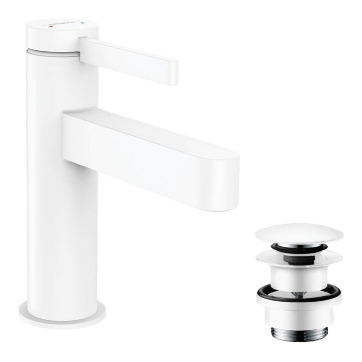 hansgrohe Mitigeur monocommande lavabo 100 Finoris avec vidage push-open, blanc mat
