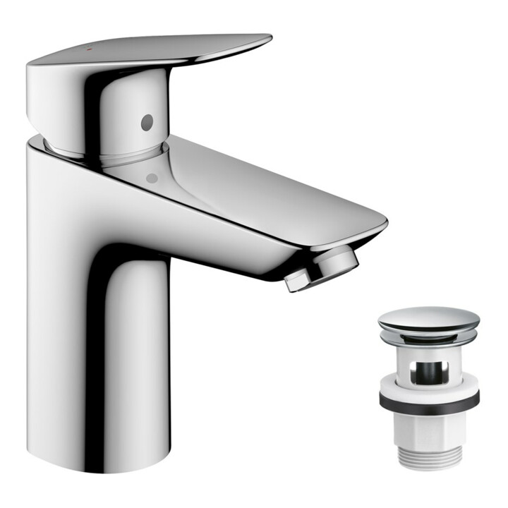 hansgrohe Mitigeur monocommande lavabo 100 Logis avec vidage à poussoir, chrome