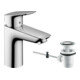 hansgrohe Mitigeur monocommande lavabo 100 Logis avec vidage à tirette, chrome