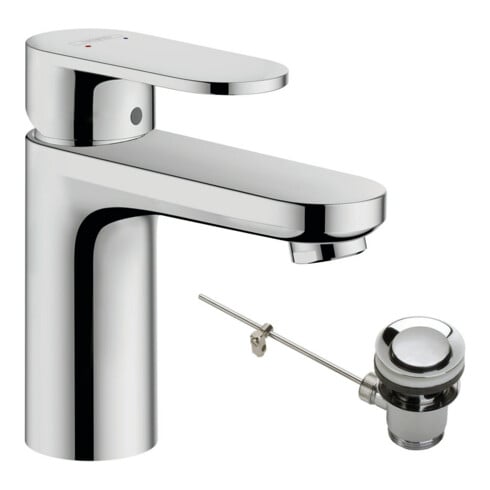 hansgrohe Mitigeur monocommande lavabo 100 Vernis Blend avec vidage à tige métal, chrome
