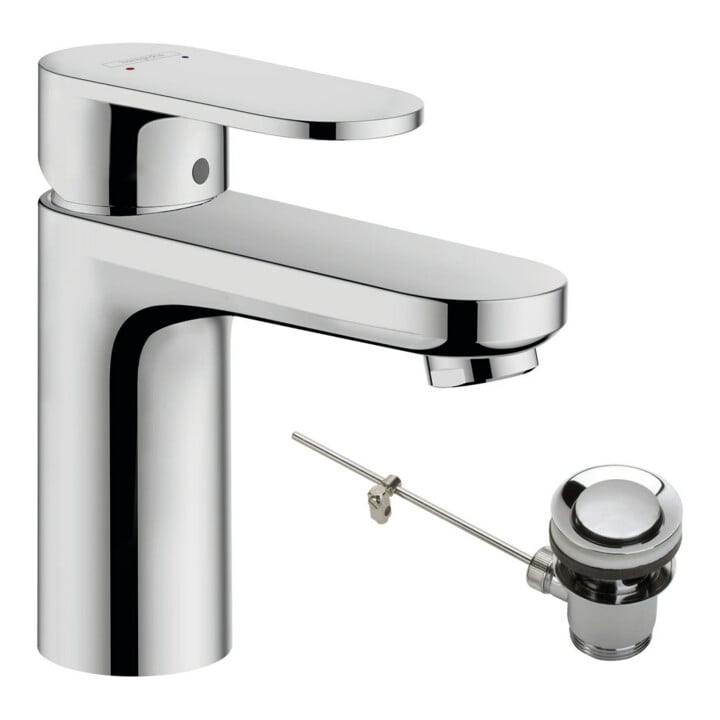 hansgrohe Mitigeur monocommande lavabo 100 Vernis Blend avec vidage à tige métal, chrome