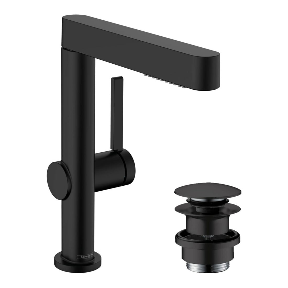 hansgrohe Mitigeur monocommande lavabo 230 Finoris avec bec extractible 2 jets, poussoir, noir mat