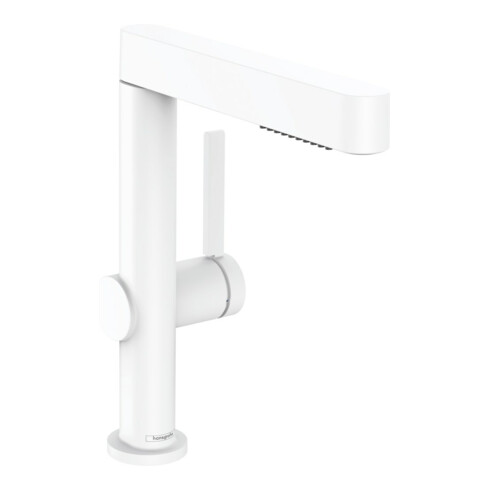 hansgrohe Mitigeur monocommande lavabo 230 Finoris avec bec extractible 2 jets, vidage poussoir, blanc mat