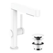 hansgrohe Mitigeur monocommande lavabo 230 Finoris avec bec extractible 2 jets, vidage poussoir, blanc mat-3