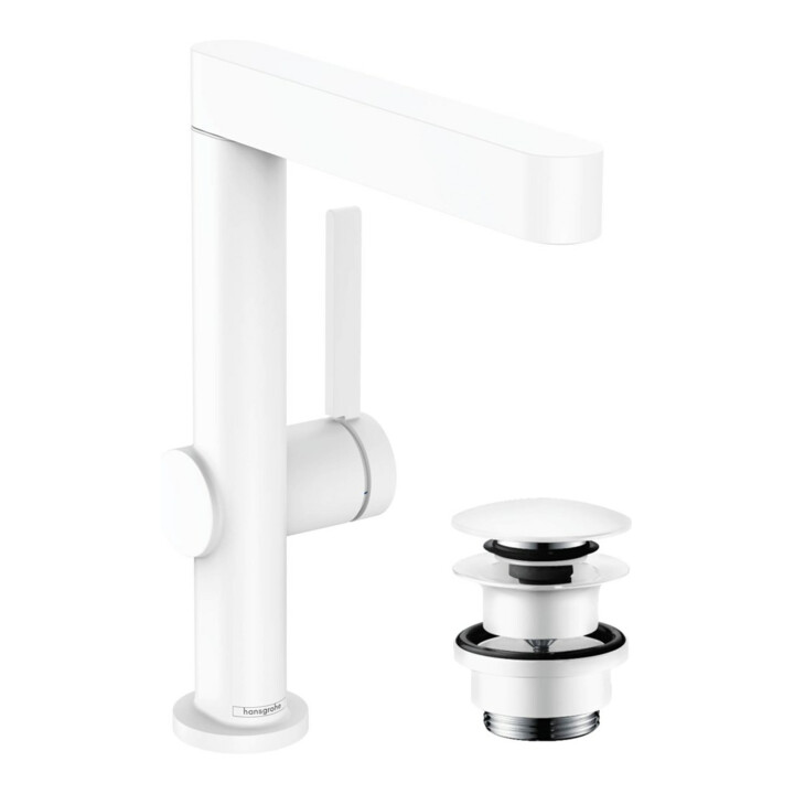 hansgrohe Mitigeur monocommande lavabo 230 Finoris avec bec pivotant, vidage push-open, blanc mat