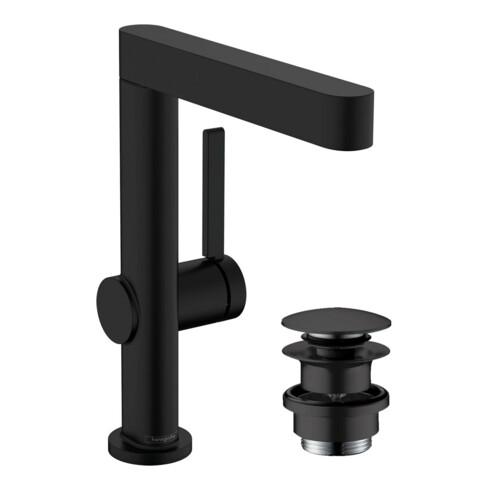 hansgrohe Mitigeur monocommande lavabo 230 Finoris avec bec pivotant, vidage push-open, noir mat